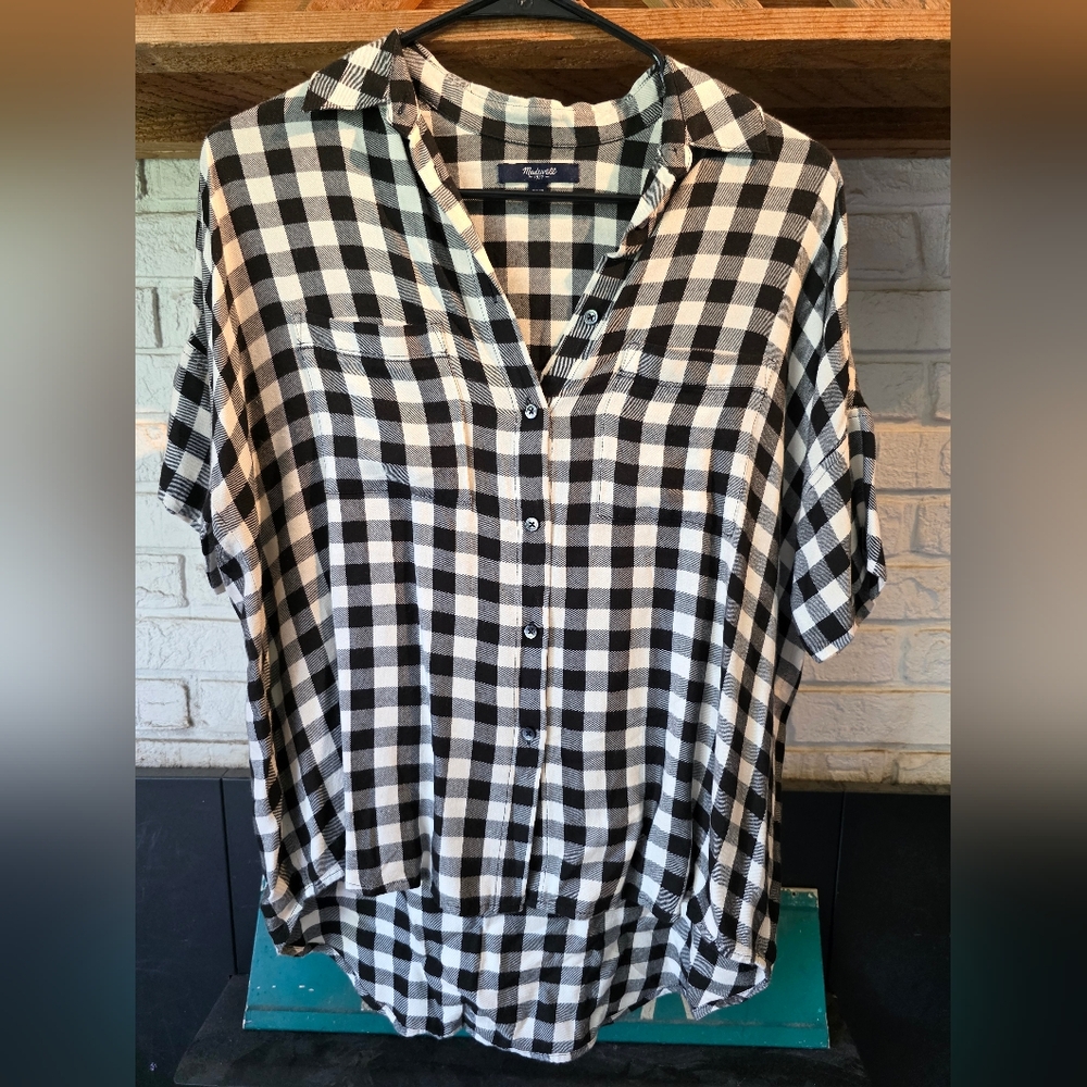 Madewell Black and White Plaid Shirt